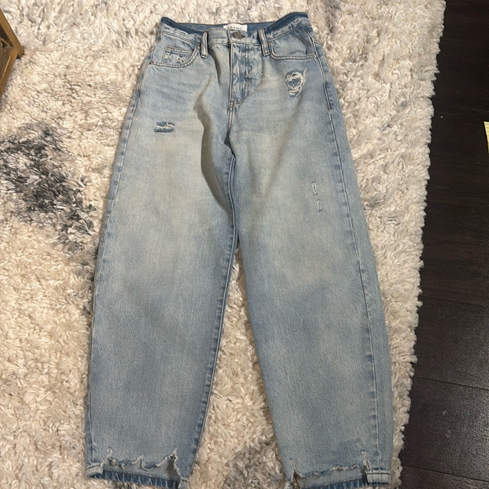 Frame ultra high waist barrel jeans size 25